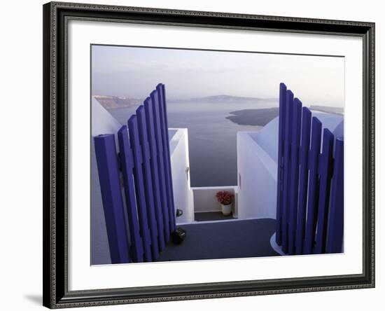 View Toward Caldera, Imerovigli, Santorini, Greece-Connie Ricca-Framed Photographic Print