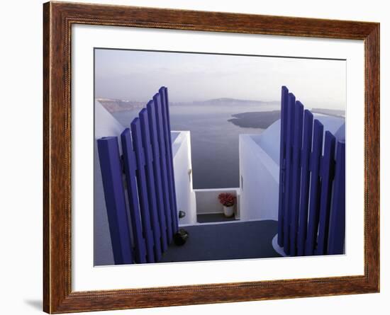 View Toward Caldera, Imerovigli, Santorini, Greece-Connie Ricca-Framed Photographic Print