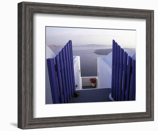 View Toward Caldera, Imerovigli, Santorini, Greece-Connie Ricca-Framed Photographic Print