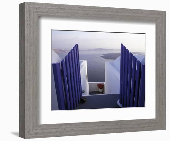 View Toward Caldera, Imerovigli, Santorini, Greece-Connie Ricca-Framed Photographic Print