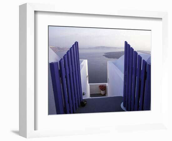 View Toward Caldera, Imerovigli, Santorini, Greece-Connie Ricca-Framed Photographic Print