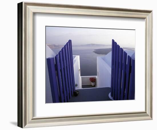 View Toward Caldera, Imerovigli, Santorini, Greece-Connie Ricca-Framed Photographic Print