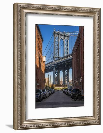 View Toward Manhattan Bridge with the Empire State Building in the Background, Brooklyn, New York-Stefano Politi Markovina-Framed Photographic Print