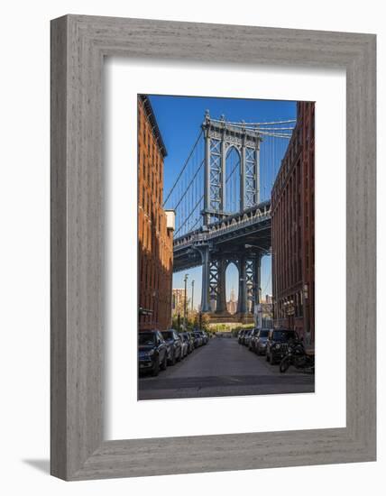 View Toward Manhattan Bridge with the Empire State Building in the Background, Brooklyn, New York-Stefano Politi Markovina-Framed Photographic Print