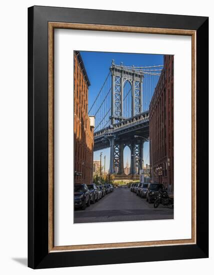 View Toward Manhattan Bridge with the Empire State Building in the Background, Brooklyn, New York-Stefano Politi Markovina-Framed Photographic Print