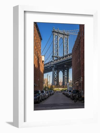 View Toward Manhattan Bridge with the Empire State Building in the Background, Brooklyn, New York-Stefano Politi Markovina-Framed Photographic Print