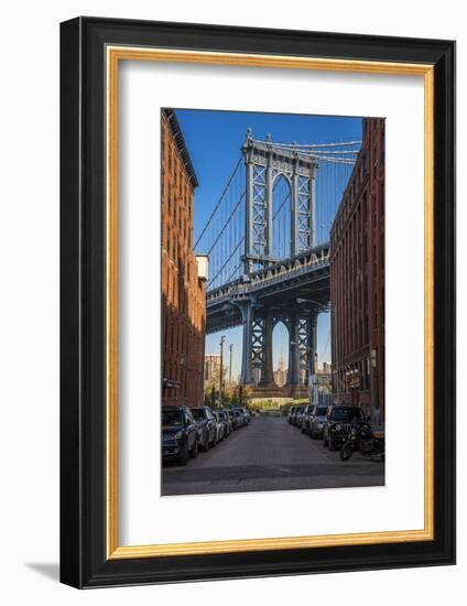 View Toward Manhattan Bridge with the Empire State Building in the Background, Brooklyn, New York-Stefano Politi Markovina-Framed Photographic Print