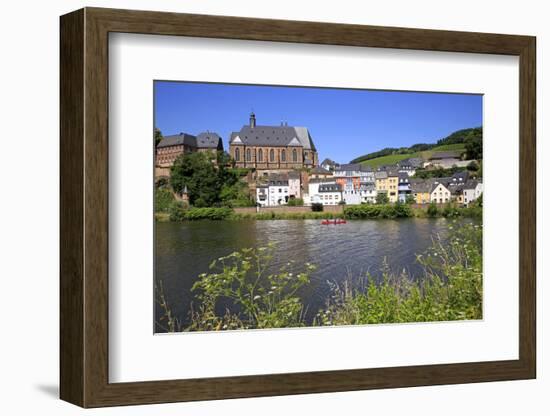View towards Church of St. Lawrence in Saarburg on River Saar, Rhineland-Palatinate, Germany, Europ-Hans-Peter Merten-Framed Photographic Print