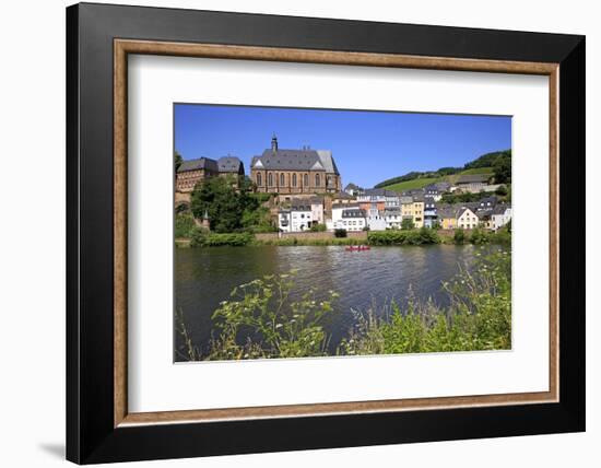 View towards Church of St. Lawrence in Saarburg on River Saar, Rhineland-Palatinate, Germany, Europ-Hans-Peter Merten-Framed Photographic Print
