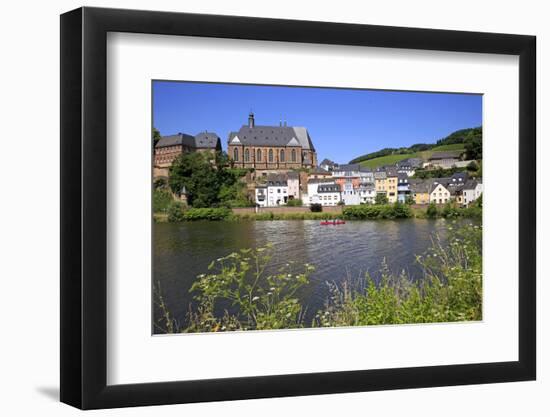 View towards Church of St. Lawrence in Saarburg on River Saar, Rhineland-Palatinate, Germany, Europ-Hans-Peter Merten-Framed Photographic Print