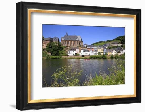 View towards Church of St. Lawrence in Saarburg on River Saar, Rhineland-Palatinate, Germany, Europ-Hans-Peter Merten-Framed Photographic Print