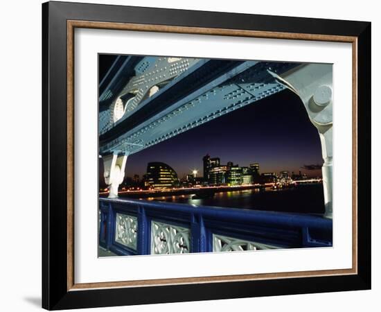 View Towards London's South Bank and the New City Hall from Arch on Tower Bridge in Central London-Andrew Watson-Framed Photographic Print