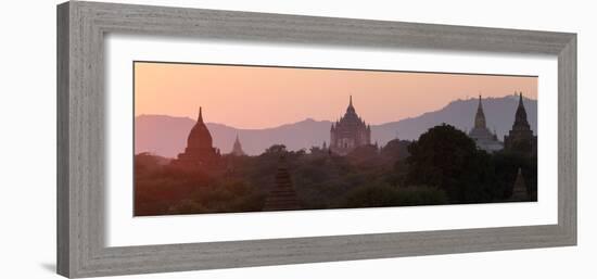 View Towards Old Bagan, with Ananda Temple Pagoda and Thatbyinnyu Temple at Sunset, Bagan (Pagan)-Stephen Studd-Framed Photographic Print