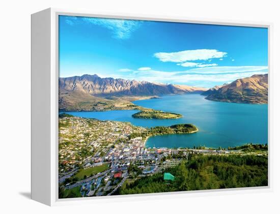 View Towards Queenstown, South Island, New Zealand-Miva Stock-Framed Premier Image Canvas