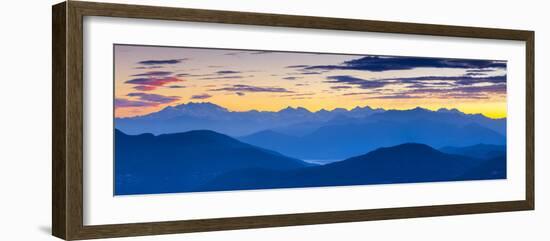 View Towards Swiss Alps from Monte San Salvatore Illuminated at Sunset, Lugano, Lake Lugano-Doug Pearson-Framed Photographic Print