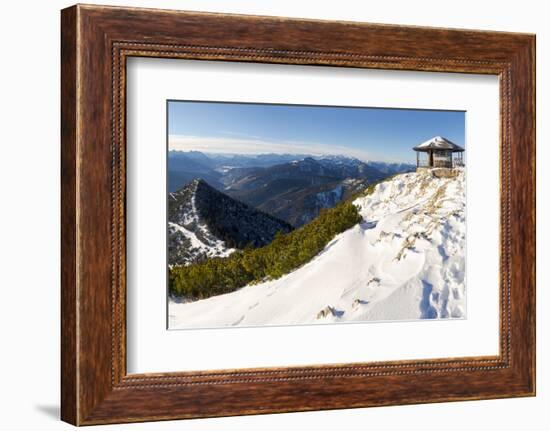 View towards the summit pavilion. View from Mt. Herzogstand near lake Walchensee. Germany, Bavaria-Martin Zwick-Framed Photographic Print