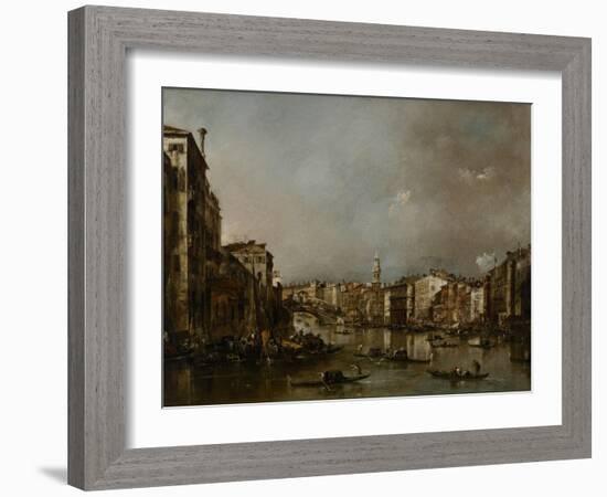 View Up the Grand Canal Toward the Rialto, C.1785-Francesco Guardi-Framed Giclee Print