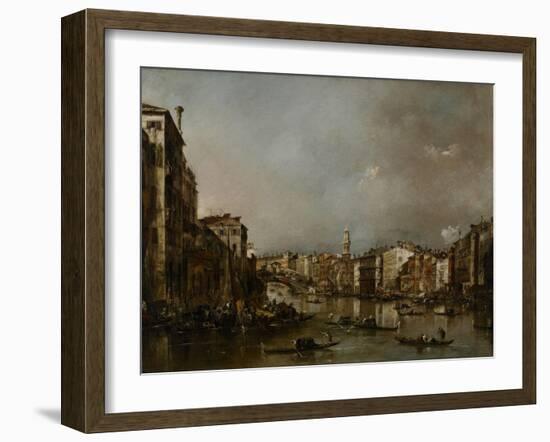 View Up the Grand Canal Toward the Rialto, C.1785-Francesco Guardi-Framed Giclee Print