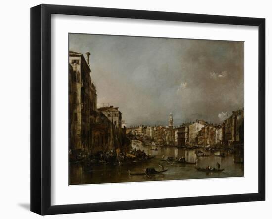 View Up the Grand Canal Toward the Rialto, C.1785-Francesco Guardi-Framed Giclee Print