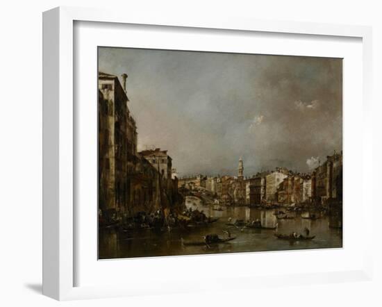 View Up the Grand Canal Toward the Rialto, C.1785-Francesco Guardi-Framed Giclee Print