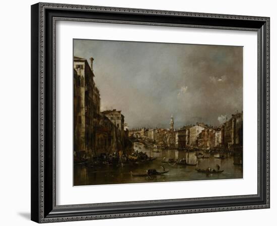 View Up the Grand Canal Toward the Rialto, C.1785-Francesco Guardi-Framed Giclee Print