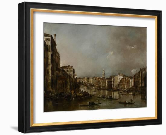 View Up the Grand Canal Toward the Rialto, C.1785-Francesco Guardi-Framed Giclee Print