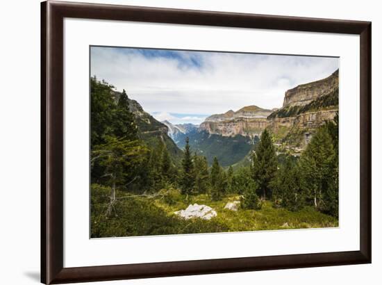 View west along the Ordesa Valley to distant Mondarruego and Otal peaks, Ordesa National Park, Pyre-Robert Francis-Framed Photographic Print