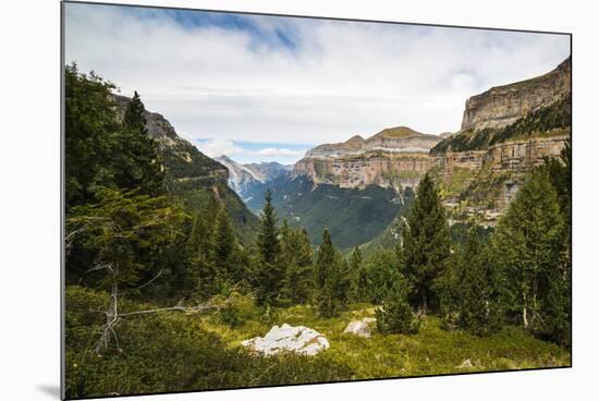 View west along the Ordesa Valley to distant Mondarruego and Otal peaks, Ordesa National Park, Pyre-Robert Francis-Mounted Photographic Print