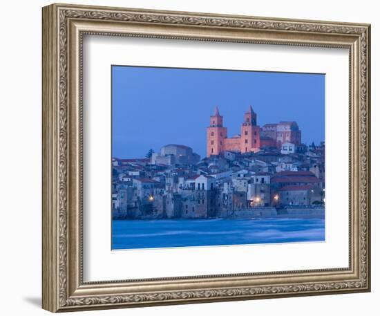 View with Duomo from Beach, Cefalu, Sicily, Italy-Walter Bibikow-Framed Photographic Print