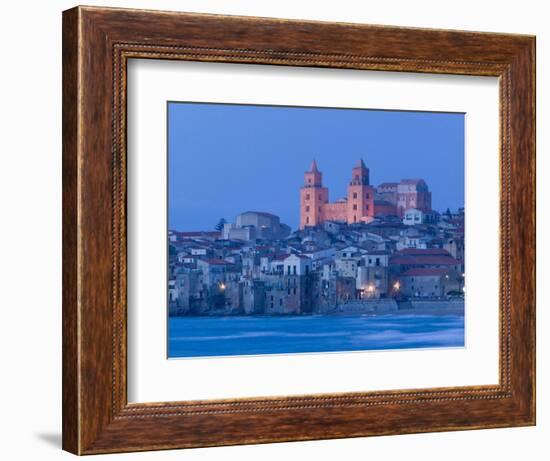 View with Duomo from Beach, Cefalu, Sicily, Italy-Walter Bibikow-Framed Photographic Print