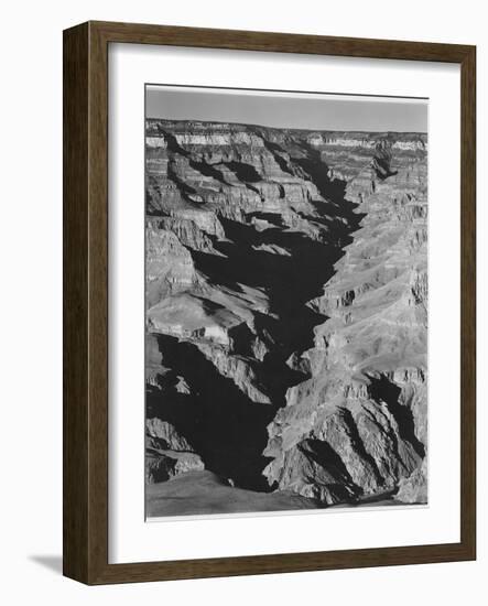 View With Shadowed Ravine "Grand Canyon From South Rim 1941" Arizona.  1941-Ansel Adams-Framed Art Print