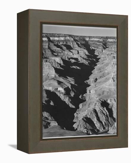 View With Shadowed Ravine "Grand Canyon From South Rim 1941" Arizona.  1941-Ansel Adams-Framed Stretched Canvas