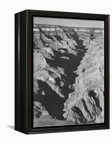 View With Shadowed Ravine "Grand Canyon From South Rim 1941" Arizona.  1941-Ansel Adams-Framed Stretched Canvas