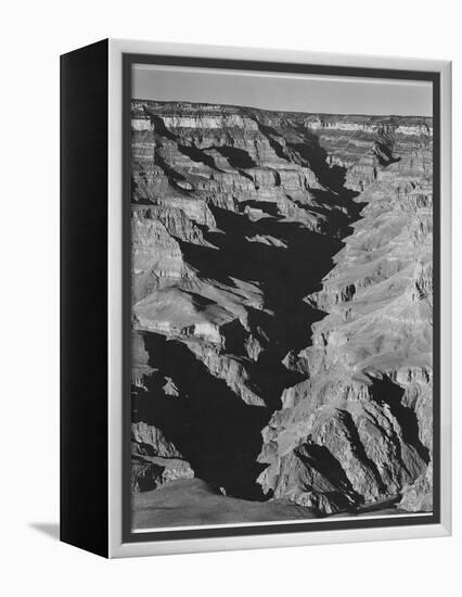 View With Shadowed Ravine "Grand Canyon From South Rim 1941" Arizona.  1941-Ansel Adams-Framed Stretched Canvas