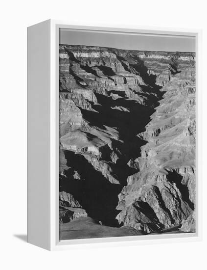 View With Shadowed Ravine "Grand Canyon From South Rim 1941" Arizona.  1941-Ansel Adams-Framed Stretched Canvas