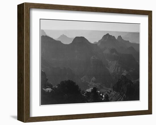 View With Shrub Detail In Foreground "Grand Canyon National Park" Arizona. 1933-1942-Ansel Adams-Framed Art Print