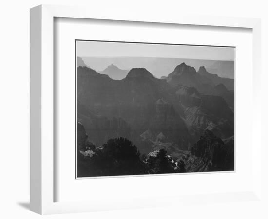 View With Shrub Detail In Foreground "Grand Canyon National Park" Arizona. 1933-1942-Ansel Adams-Framed Art Print