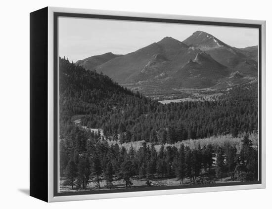 View With Trees In Foreground Barren Mountains In Bkgd "In Rocky Mountain NP" Colorado 1933-1942-Ansel Adams-Framed Stretched Canvas