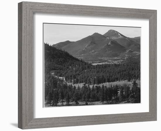 View With Trees In Foreground Barren Mountains In Bkgd "In Rocky Mountain NP" Colorado 1933-1942-Ansel Adams-Framed Art Print