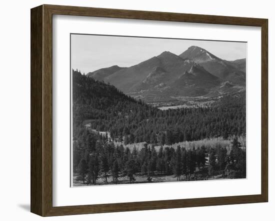 View With Trees In Foreground Barren Mountains In Bkgd "In Rocky Mountain NP" Colorado 1933-1942-Ansel Adams-Framed Art Print