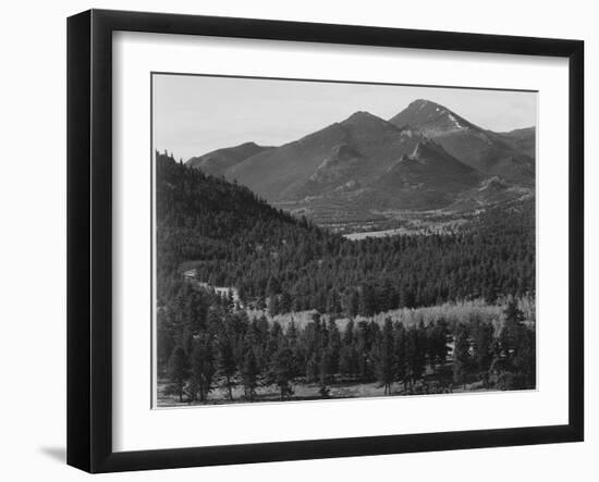 View With Trees In Foreground Barren Mountains In Bkgd "In Rocky Mountain NP" Colorado 1933-1942-Ansel Adams-Framed Art Print