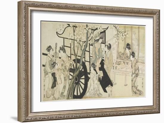 (Viewing Cherry Blossoms Likened to an Imperial Carriage Scene), C. 1798-Kitagawa Utamaro-Framed Giclee Print