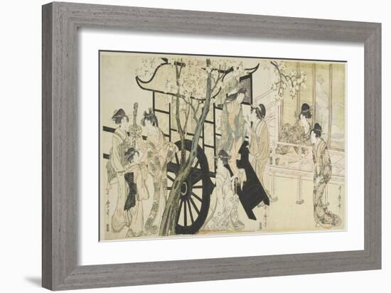 (Viewing Cherry Blossoms Likened to an Imperial Carriage Scene), C. 1798-Kitagawa Utamaro-Framed Giclee Print
