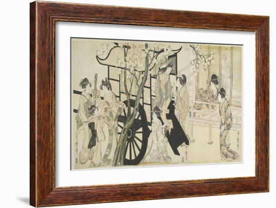 (Viewing Cherry Blossoms Likened to an Imperial Carriage Scene), C. 1798-Kitagawa Utamaro-Framed Giclee Print