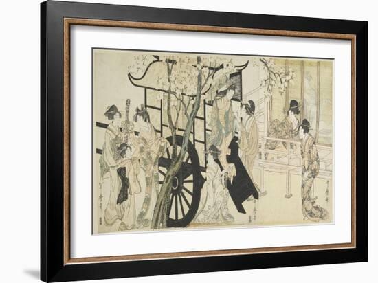 (Viewing Cherry Blossoms Likened to an Imperial Carriage Scene), C. 1798-Kitagawa Utamaro-Framed Giclee Print