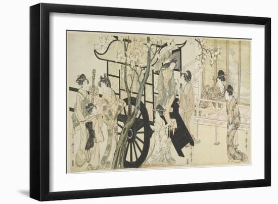 (Viewing Cherry Blossoms Likened to an Imperial Carriage Scene), C. 1798-Kitagawa Utamaro-Framed Giclee Print