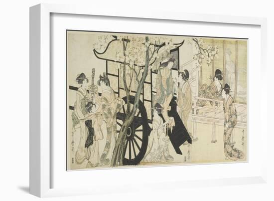 (Viewing Cherry Blossoms Likened to an Imperial Carriage Scene), C. 1798-Kitagawa Utamaro-Framed Giclee Print