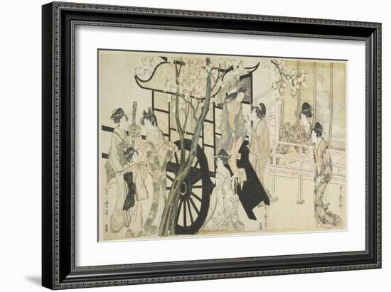 (Viewing Cherry Blossoms Likened to an Imperial Carriage Scene), C. 1798-Kitagawa Utamaro-Framed Giclee Print