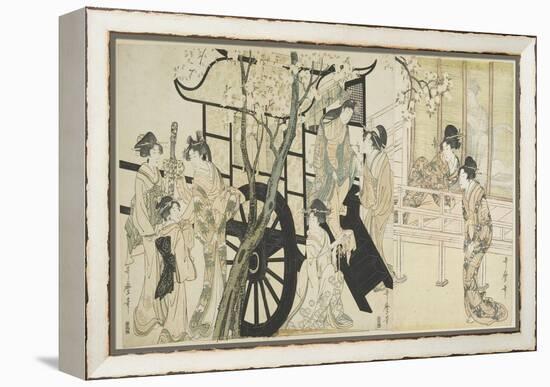 (Viewing Cherry Blossoms Likened to an Imperial Carriage Scene), C. 1798-Kitagawa Utamaro-Framed Premier Image Canvas