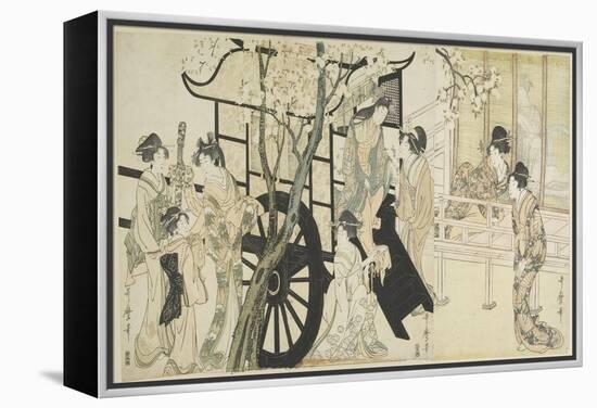 (Viewing Cherry Blossoms Likened to an Imperial Carriage Scene), C. 1798-Kitagawa Utamaro-Framed Premier Image Canvas